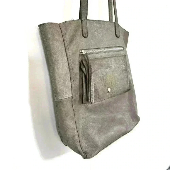 Day and Mood Heather Tote Gray Suede Leather Anthropologie Patchwork Medium Boho - Picture 2 of 14